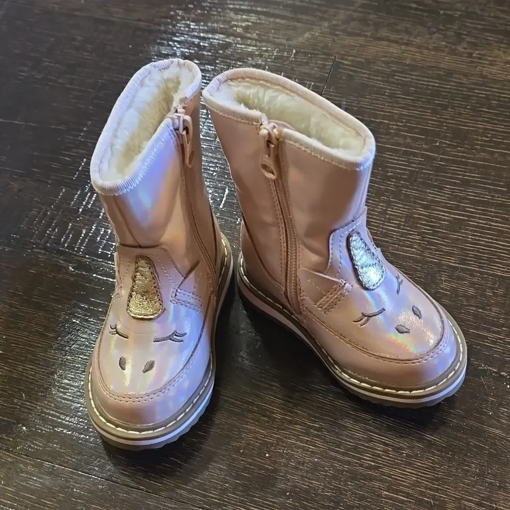 Toddler Girls' Isla Unicorn Zipper Slip-On Winter Boots - Cat & Jack Pink Size 5